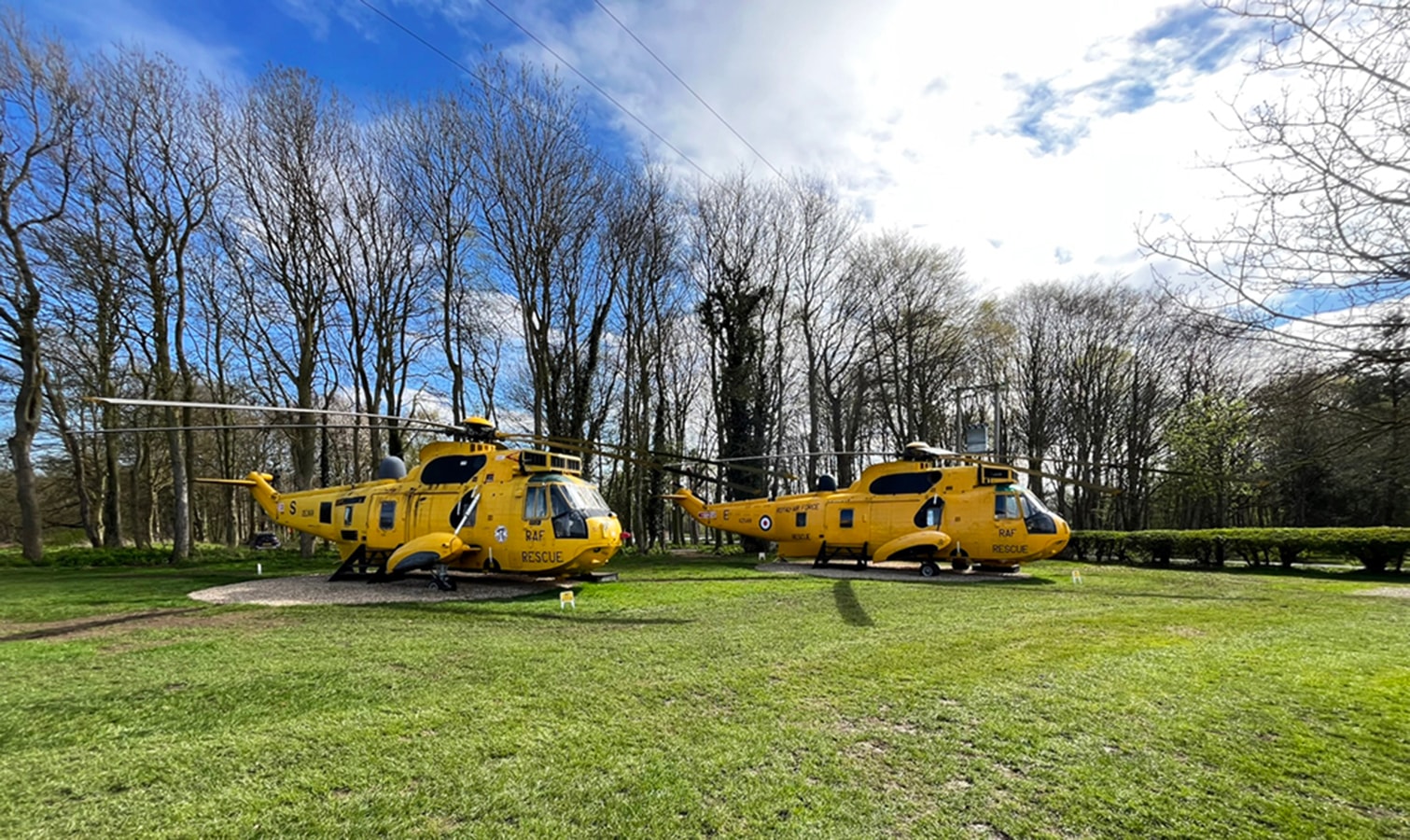 Converted RAF Sea King helicopter glamping pods